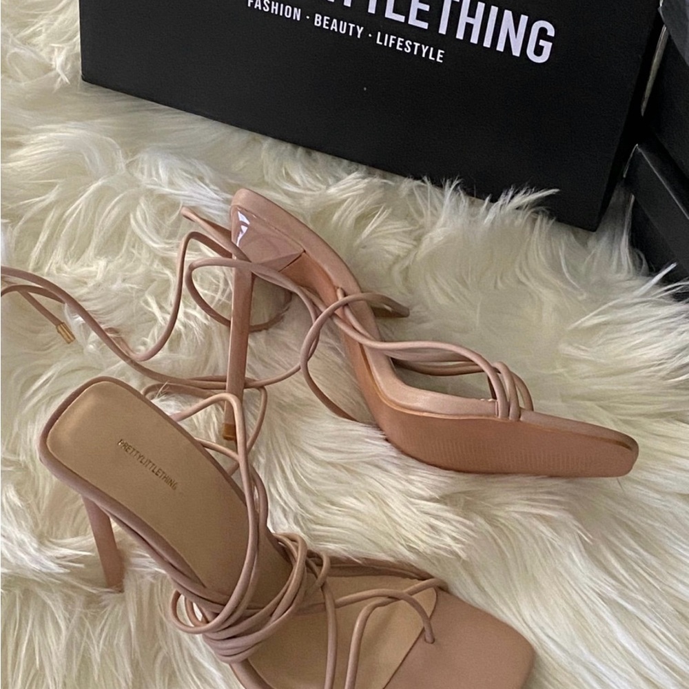 PrettyLittleThing Nude Strappy Heels